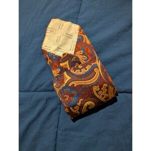 Liberty of London Mens Silk Paisley Tie Burgundy Blue Gold 59x4 USA‎ Vintage